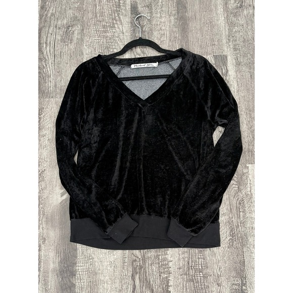 Michael Stars Women's Medium Black Crushed Velvet Long Sleeve Top Luxe Feel - Picture 10 of 11